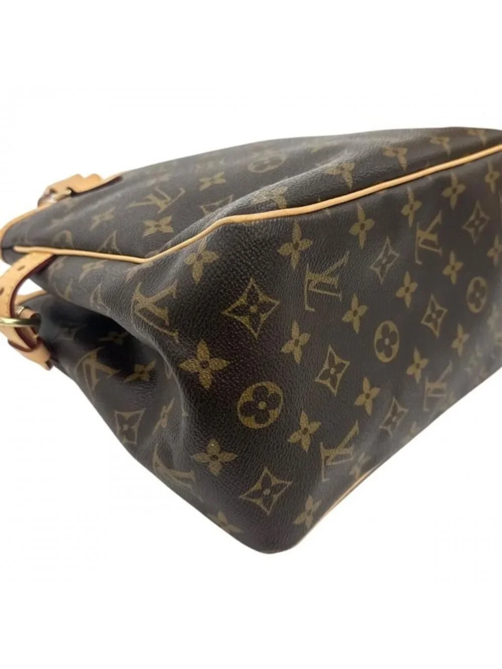 Louis Vuitton Handbag Batignolles Monogram Canvas Vachetta Leather Brown Gold
